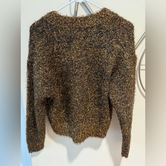 Anthropologie Black & Gold Metallic Eyelash Cardigan Size XS - Picture 3 of 6